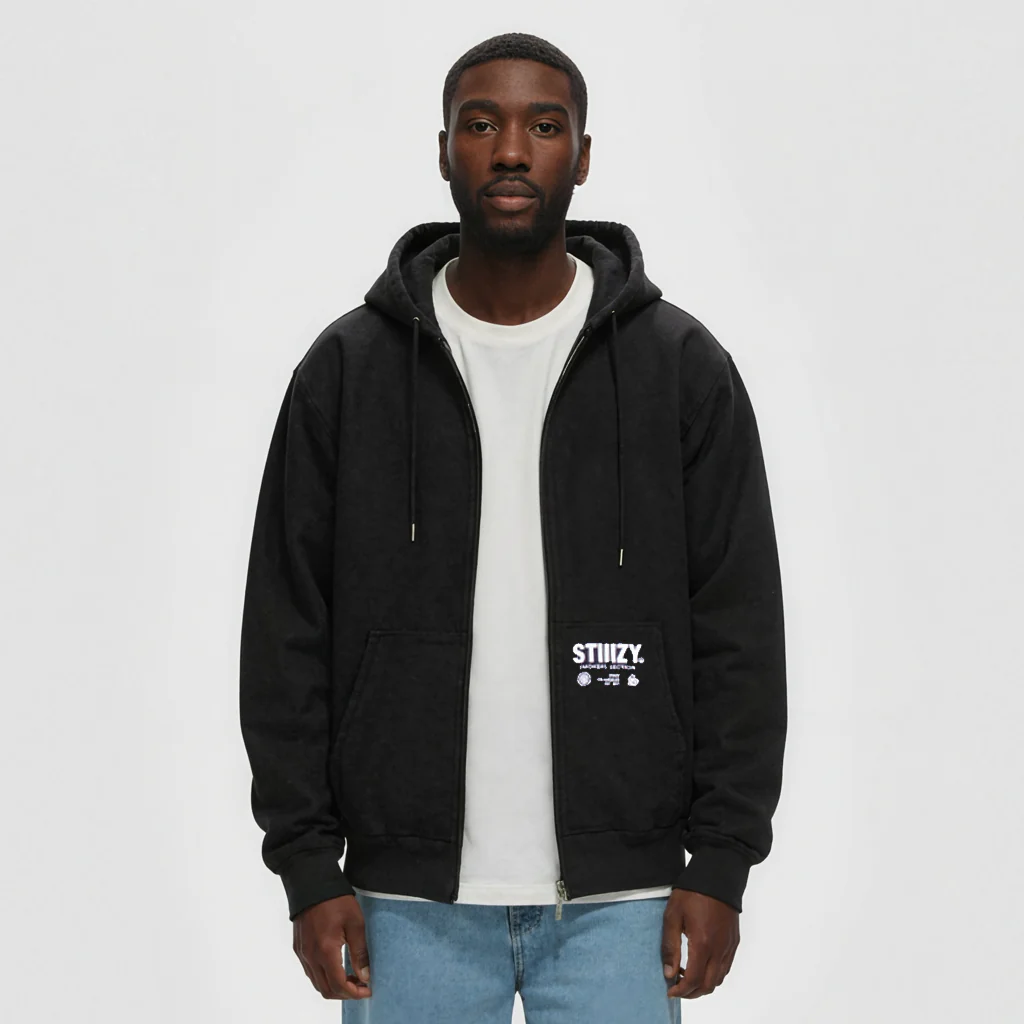 STIIIZY Heavy Hooded Work Jacket - Black - Image 3
