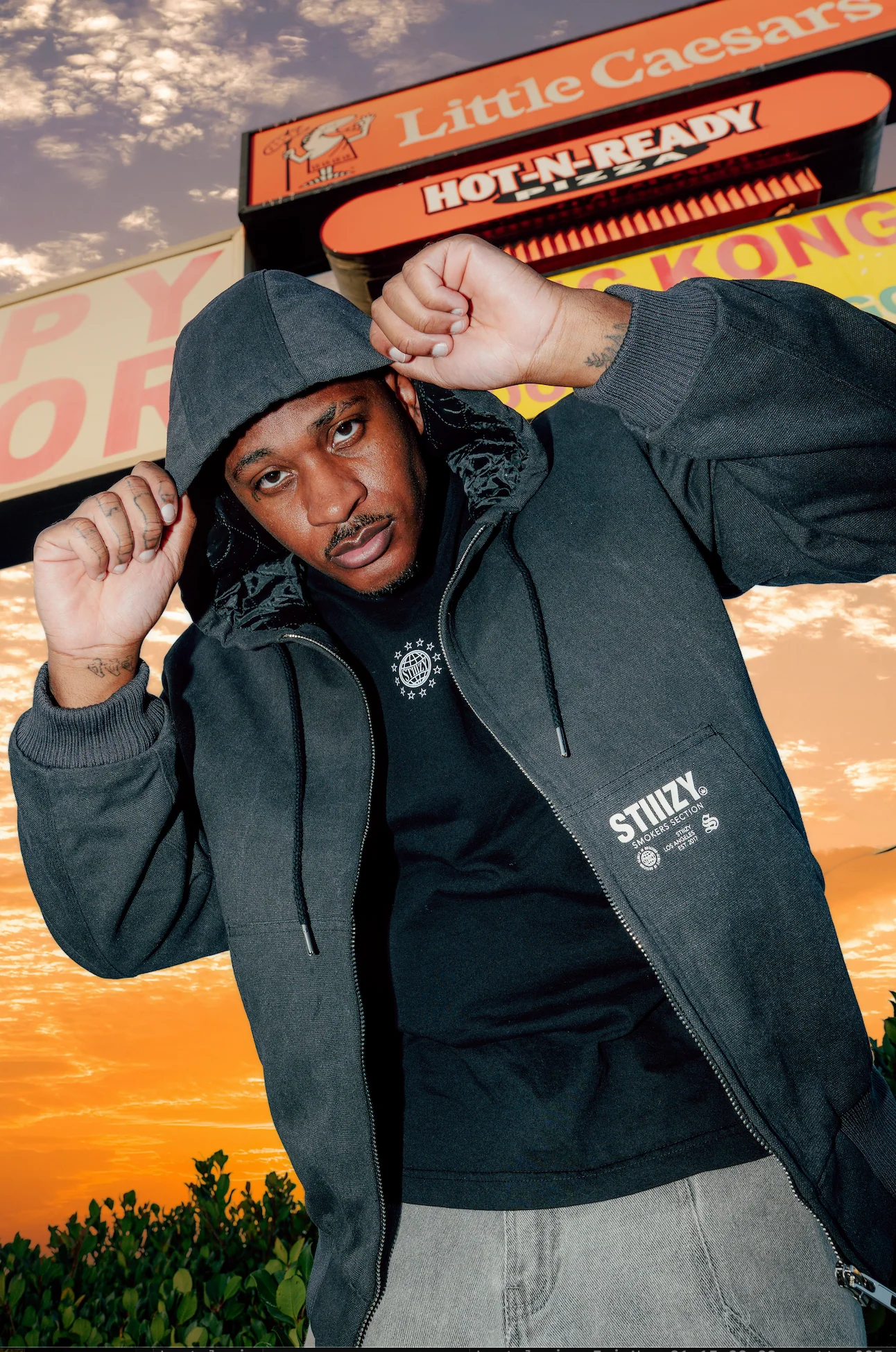STIIIZY Heavy Hooded Work Jacket - Black - Image 5